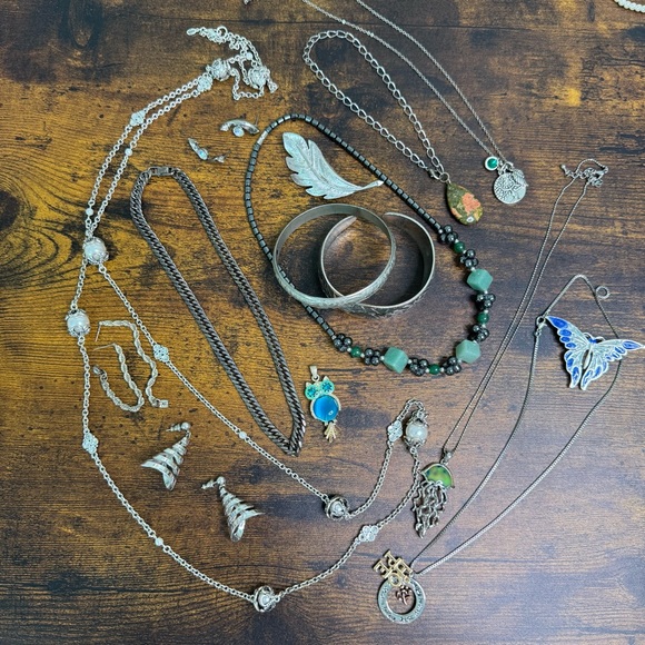 Vintage Jewelry - Silver Jewelry Lot Assorted Mix All Wearable Whimsigoth Boho Fairycore